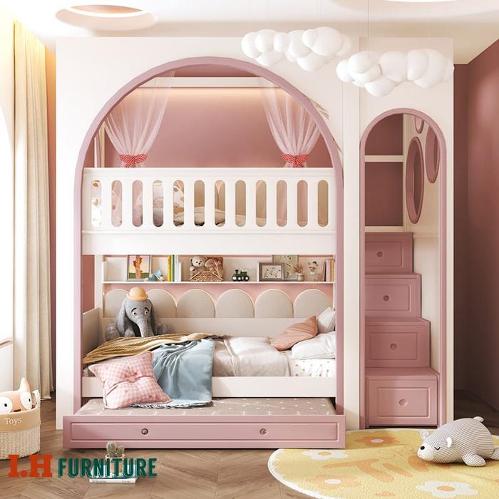 Gambar Tempat tidur tingkat , tempat tidur tungkat murah , ranjang susun anak - tangga laci dari irfanhousefurniture undefined Tokopedia