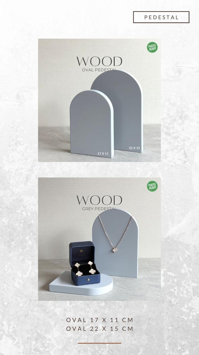 Gambar WOOD PEDESTAL GREY - PHOTO PROPS FOTO PROP FOTO TATAKAN ALAS FOTO - OVAL 17 x 11 dari Photoready undefined Tokopedia