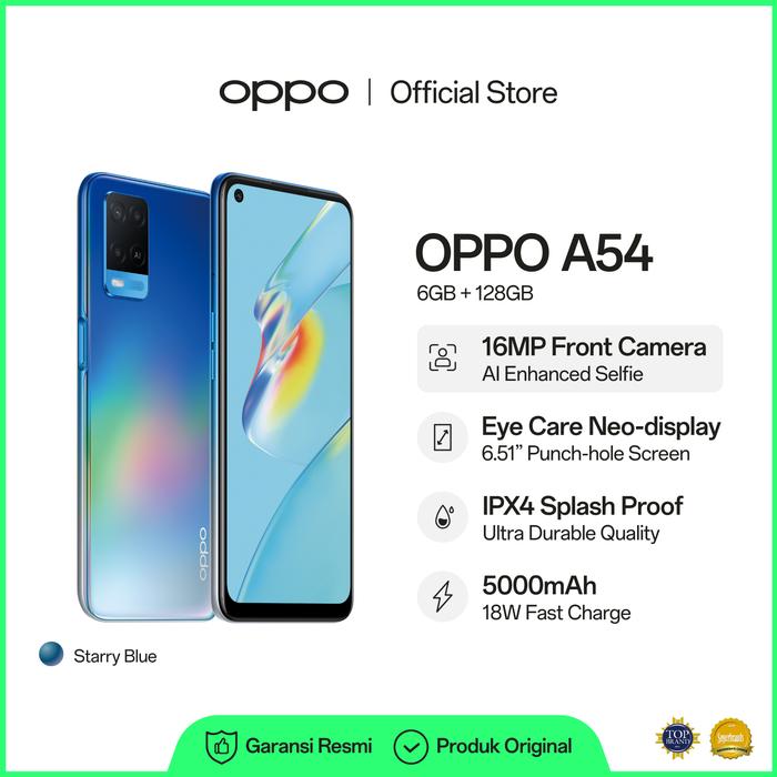 Gambar OPPO A54 Smartphone 6GB/128GB (Garansi Resmi) - Flash Promo - Biru dari OPPO Store Indonesia undefined Tokopedia