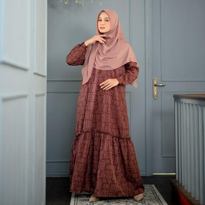 Gambar Dress Yunna Gamis Katun Dobby Jasmine By Lidia Hadiwinoto - Dark Choco, XS dari Serba Serbi Almuntaj Handayani undefined Tokopedia