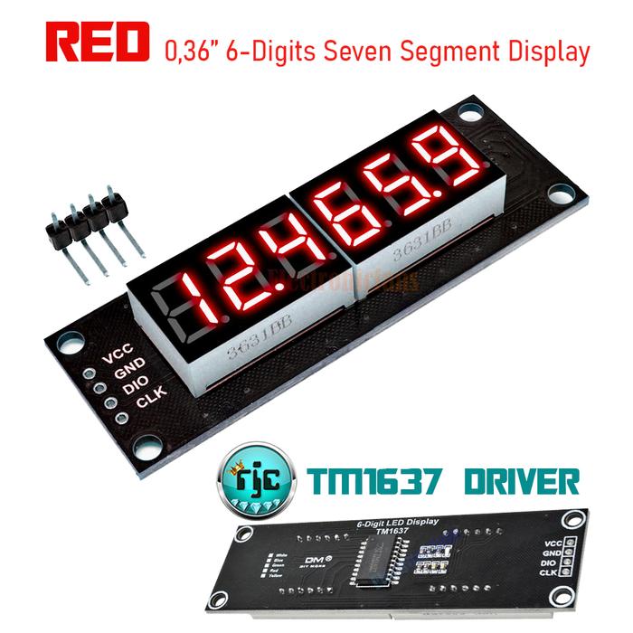 Gambar Module Seven Segment 6-Digit 0.36" TM1637 LED 7-Segment Display RGBYW - Merah dari Rajacell Bekasi undefined Tokopedia