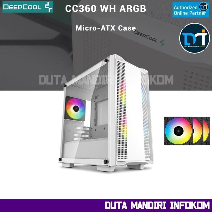 Gambar DeepCool CC360 ARGB - Tempered Glass m-ATX Gaming Case with A-RGB Fan - White Edition dari Duta Mandiri Infokom Kota Administrasi Jakarta Pusat Tokopedia