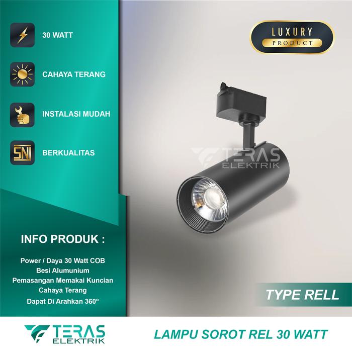 Gambar Lampu sorot LED rel track light 30w Spotlight 30 Watt - Hitam, Warmwhite dari TERAS ELEKTRIK undefined Tokopedia