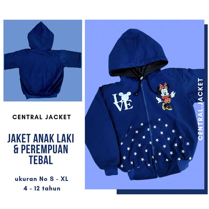 Gambar JAKET PARASUT ANAK PEREMPUAN MINNIE MOUSE - JAKET ANAK TK SD SMP Fashion - Navy Blue, S dari Central Jaket undefined Tokopedia