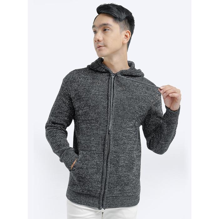 Gambar Gomuda Sweater Rajut Pria Hoodie Full Zip Knitwear Lengan Panjang Grey - Abu-abu, XXL dari Gomuda undefined Tokopedia