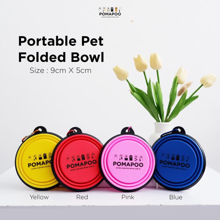 Gambar POMAPOO - Portable Pet Folded Bowl / Mangkok Karet Tempat Makan Kucing - BLUE dari Pomapoo Kota Bandung Tokopedia