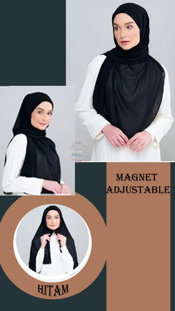 Gambar Hijab magnet adjustable / Hijab magnetic - Hitam dari iqrosoft undefined Tokopedia