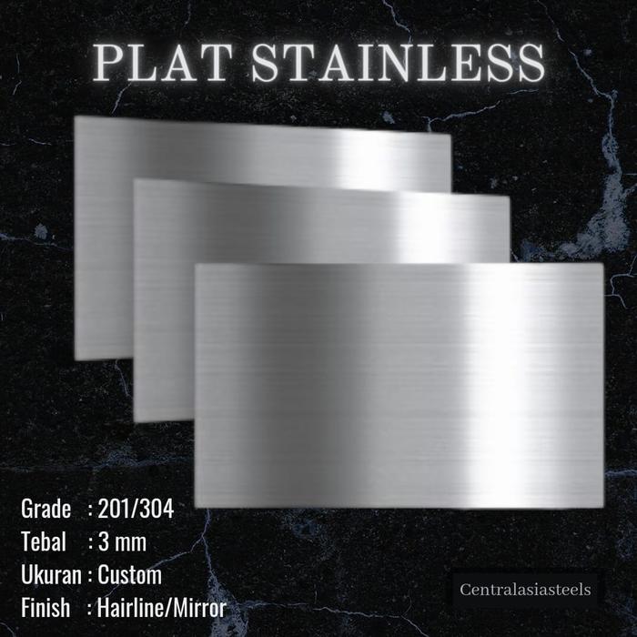 Gambar Plat Stainless Steel 3 mm Hairline / Mirror | “POTONGAN” Per CM - 201 dari CENTRAL ASIA STEELS undefined Tokopedia