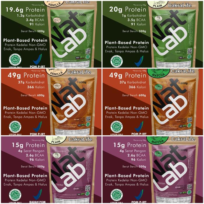 Gambar Natlab soy protein kedelai Original all varian 500 600 gram bpom dari CakraLife undefined Tokopedia