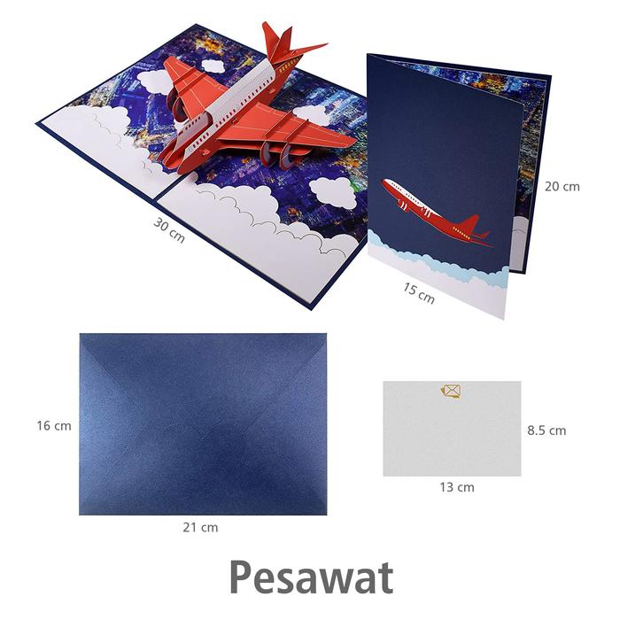 Gambar Kartu Ulang Tahun Pop Up 3D Travel Pesawat Travelling Koper Paris - Pesawat dari Cutteristic undefined Tokopedia