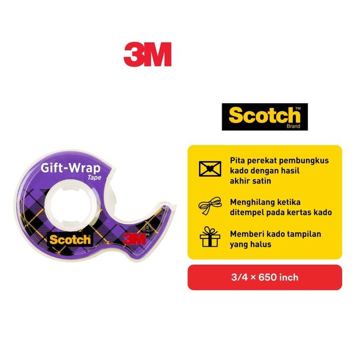 Gambar Scotch 15 Gift-Wrap Tape with Dispenser solatip isolasi kado dari TCHOME TOKOPEDIA undefined Tokopedia