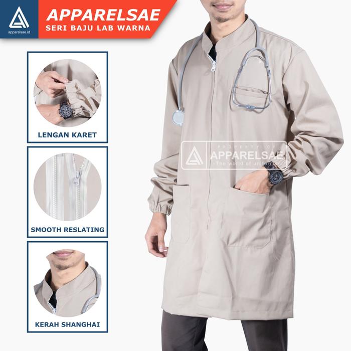 Gambar JAS LAB / JAS LABORATORIUM BAHAN KATUN LEMBUT / banyak pilihan warna - Cream, XL dari Apparelsae undefined Tokopedia
