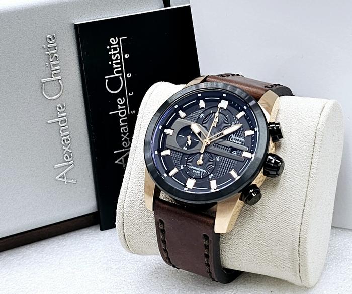 Gambar Jam Tangan Analog Pria Alexandre Christie 6562 Tali Kulit Original - Hitam Rose Gold dari Sevenfamilyshop undefined Tokopedia