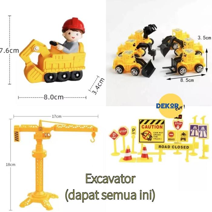 Gambar Cake Topper Kue Ulang Tahun Bentuk Mobil Truk Excavator Set / Dekorasi - EXCAVATOR SET dari makwer cook undefined Tokopedia