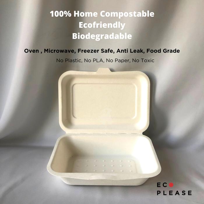 Gambar 6x4" Lunch Box Ecofriendly Bagasse Takeaway Box Kotak Makan Serbaguna - Putih dari Ecoplease Home Compostable undefined Tokopedia