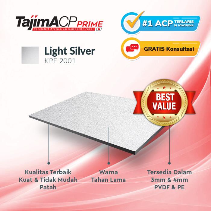 Gambar ACP warna pink kuning coklat hijau silver - Aluminium composite panel - T-Silver 3mm PE dari Acp Alcopan undefined Tokopedia