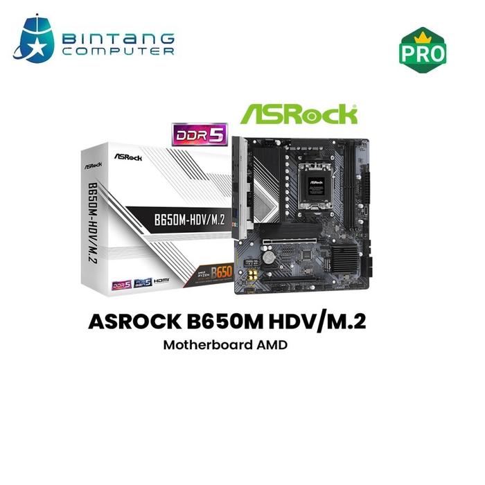 Gambar Motherboard ASROCK B650M HDV/M.2 90-MXBLA0-A0UAYZ dari Bintang Bali Computer undefined Tokopedia