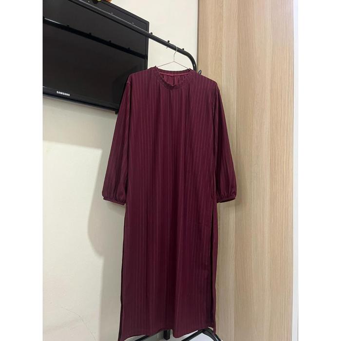 Gambar Long Tunik Hornet Premium Atasan Wanita Midi Dress Knit Adem Jumbo XXL - Maroon dari LARISH STORE undefined Tokopedia