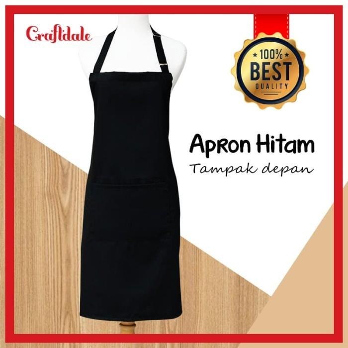 Gambar Apron polos + bordir LOGO 1 warna - Hitam dari Craftdale undefined Tokopedia