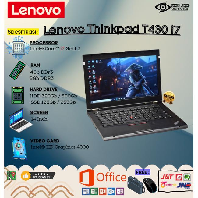 Laptop Lenovo Thinkpad T430 Core i5 Gen 3rd Ram 4gb SSD 128gb T430 i7/3,  RAM SSD 128
