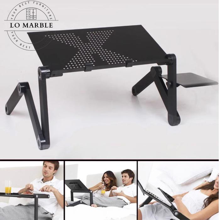 Gambar Meja Laptop Lipat Portable Aluminium With Mousepad Murah - Hitam dari LoMarble undefined Tokopedia