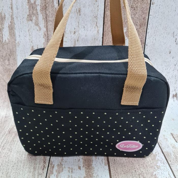 Gambar Tas Bekal Makan / Korea Cooler Lunch Bag/ Tas Kotak Makan - Hitam dari Adi Laris Shop undefined Tokopedia
