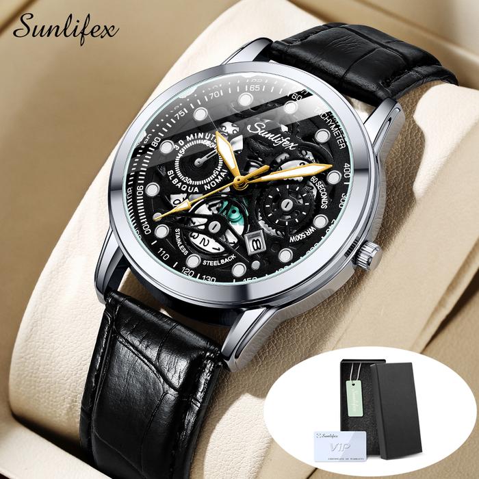 Gambar Sunlifex Jam Tangan Pria Santai Kalender Tali Kulit Display Kuarsa - Hitam dari Rebirth Jam Tangan undefined Tokopedia