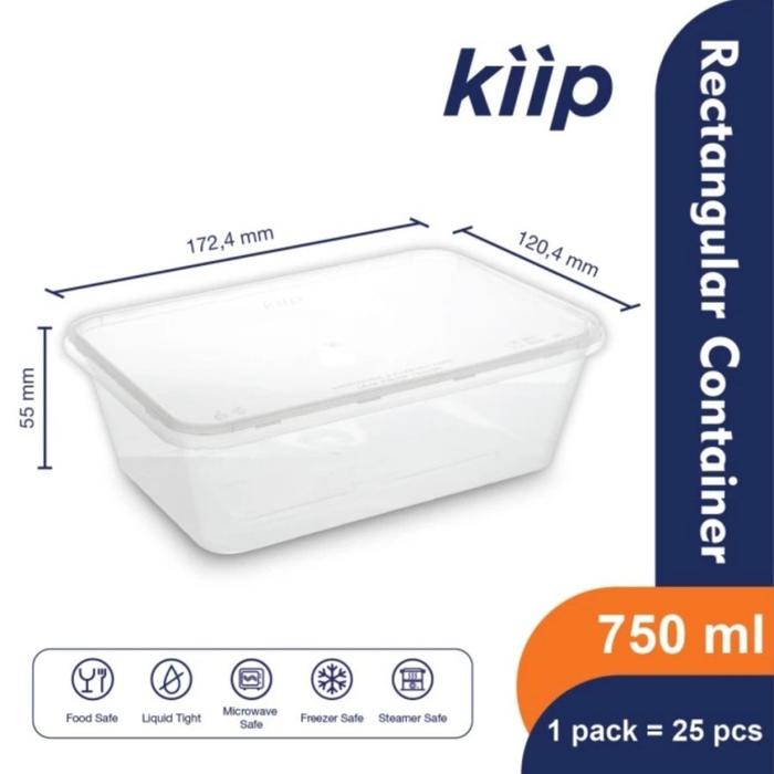 Gambar Kiip Rectangular Food Container Kotak Makan Plastik isi 25 pcs box - 750ml dari Temanbayiku undefined Tokopedia