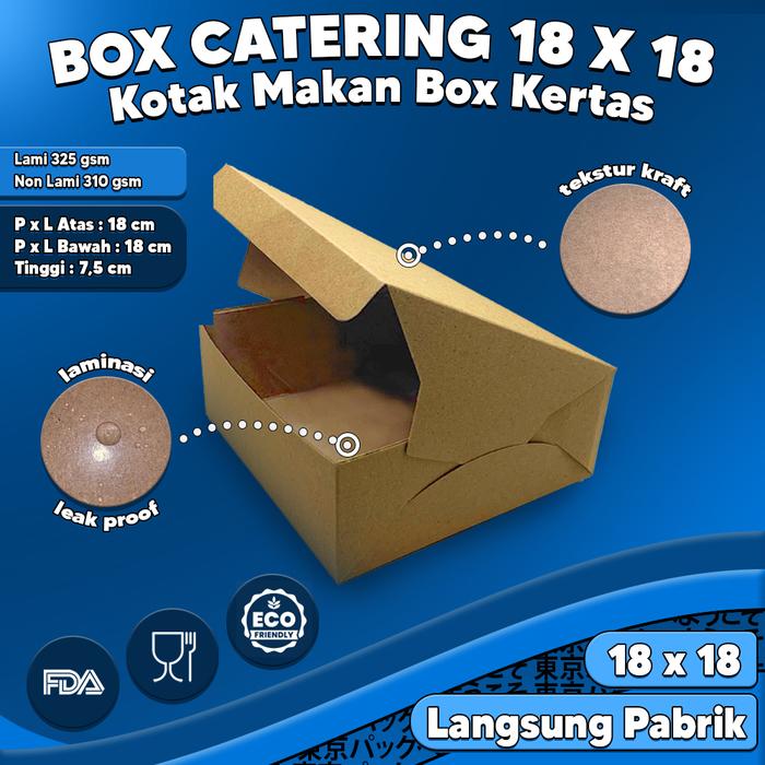 Gambar KATERING BOX TEBAL 325 GSM /KOTAK NASI KRAFT/KATERING BOX NASI MURAH - 18 X 18, LAMINASI dari Tokyo Pack Bandung undefined Tokopedia