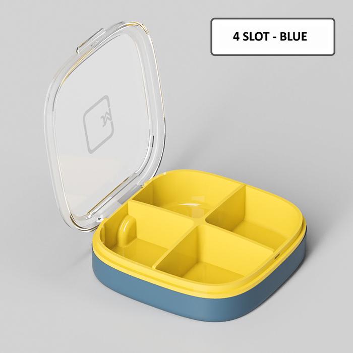 Gambar SUPERMALL Medicine Box - Tempat Obat / Pill Box / Kotak Obat Harian - 4 Slot - Blue dari Supermall Nusantara undefined Tokopedia