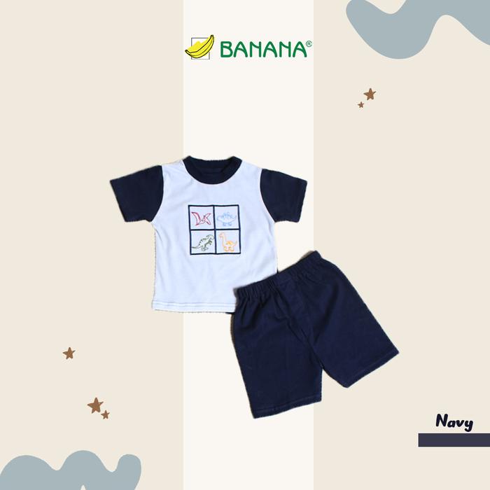 Gambar BANANA Setelan Bayi Laki-Laki Bordir Dino - Biru, S dari BANANA Official Store undefined Tokopedia