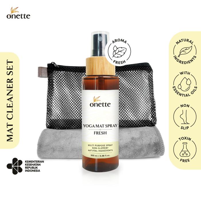 Gambar Onette Yoga Mat Spray Set, Yoga Mat Cleaner + Lap Microfiber + Pouch - Fresh dari Health Nut Story undefined Tokopedia