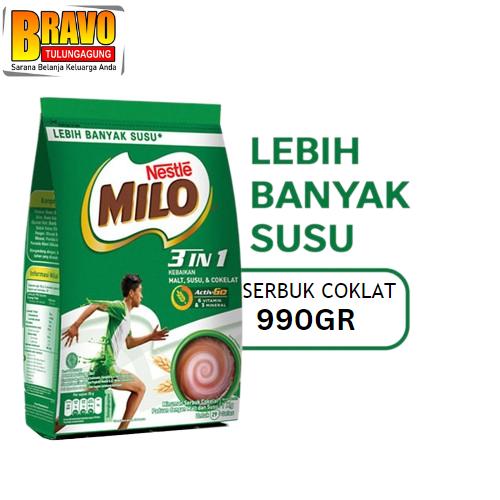 Gambar Bravo Supermarket Tulungagung -MILO 3in1 ACTIV-GO Susu Coklat  990g dari Bravo supermarket Tulungagung undefined Tokopedia
