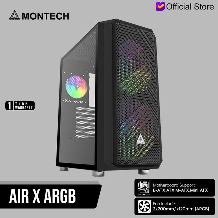 Gambar MONTECH AIR X Mid Tower ARGB E-ATX Case - Black dari Gamer's Outpost undefined Tokopedia