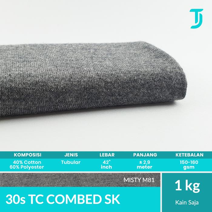 Gambar 30s TC Combed Single Knit SK | Kain Bahan Kaos | Semua Warna | 1 kg - Misty M81, Dengan Rib dari Bahan Kaos Tumbuh Jaya undefined Tokopedia