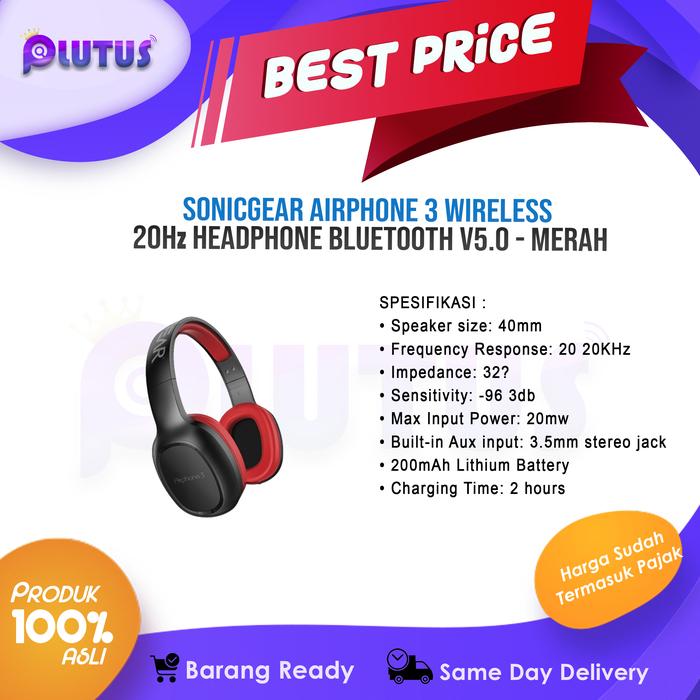 Jual Sonicgear Airphone Wireless 20Hz Headphone Bluetooth