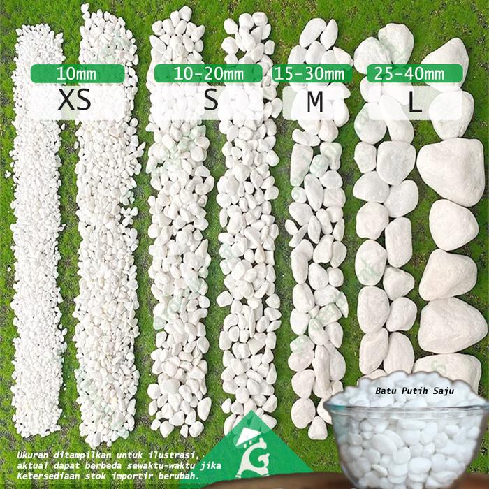 Gambar Batu Putih Italy - White Italian Natural Gravel Stone untuk Taman - L, 8 kg dari GardeNingrat undefined Tokopedia