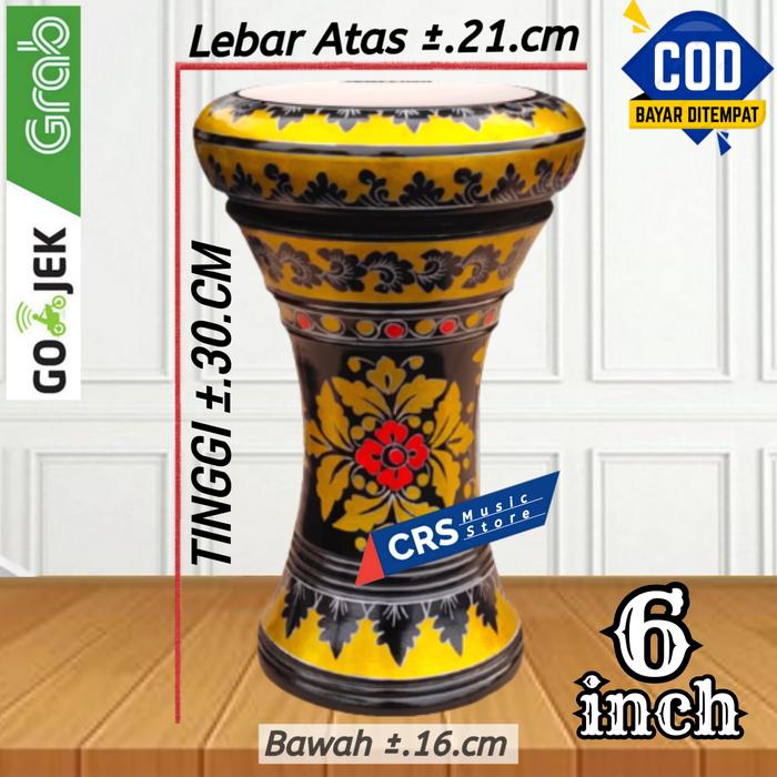 Gambar Gendang Atau Darbuka Kayu Mini 6 inch Hitam Gold Rolling Putih - Dumbuk Saja dari CRS Toko Alat Musik Islami undefined Tokopedia