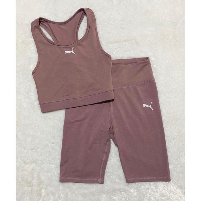 Gambar setelan atasan bawahan olahraga / PM women bra & shorts set - Dusty pink, S dari Toko Tehre undefined Tokopedia