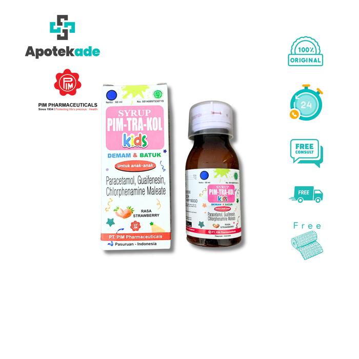 Gambar Pimtrakol sirup Kids 60 ml rasa strawberry / Demam & Batuk untuk Anak dari Apotek Ade Mayestik undefined Tokopedia