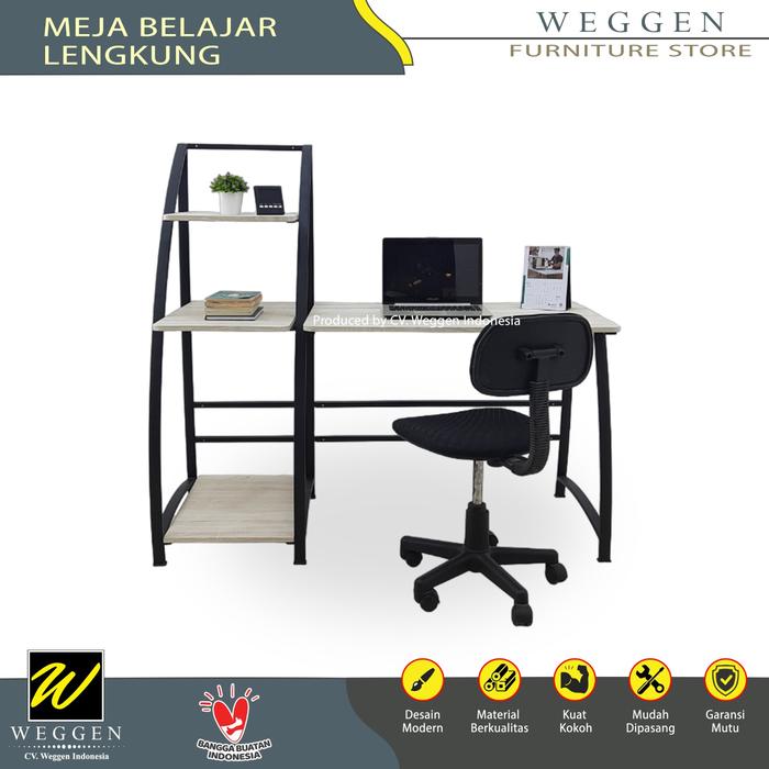 Gambar meja komputer meja kerja meja belajar kantor - Putih, Jawa & Bali dari WEGGEN FURNITURE STORE undefined Tokopedia