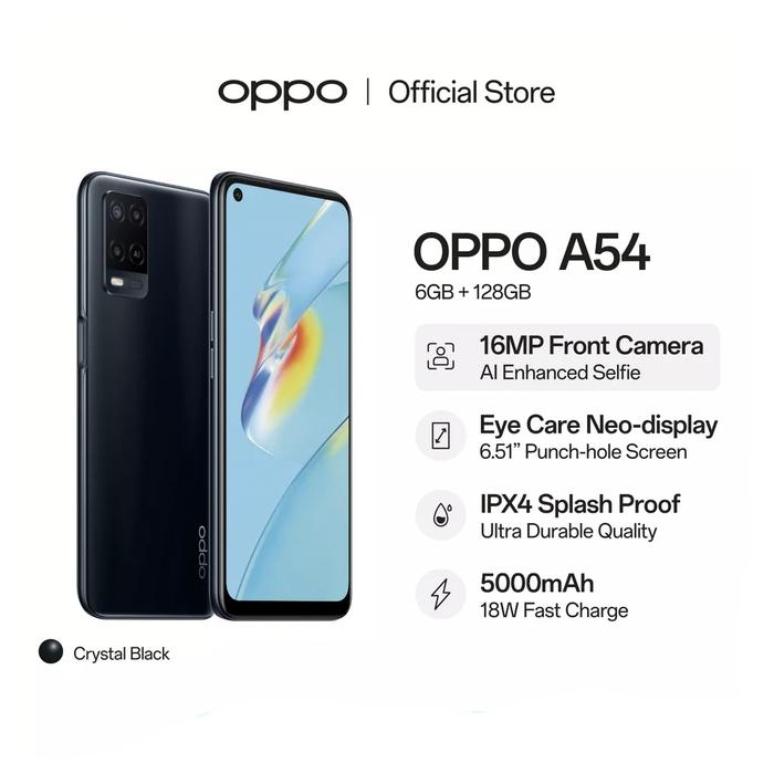 Gambar HP OPPO A54 6/128 GB - A 54 RAM 6GB INTERNAL 128GB GARANSI RESMI - Hitam dari Cahaya Store Cell undefined Tokopedia