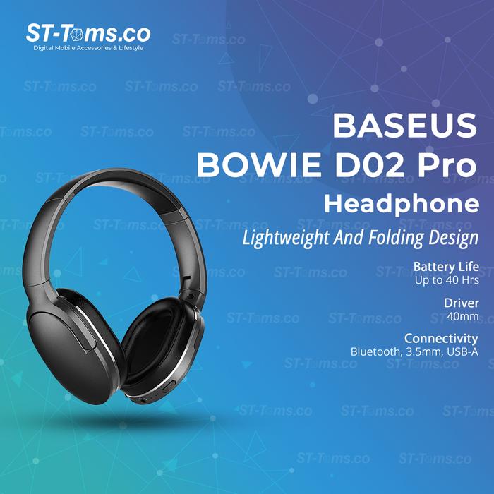 Gambar Baseus Encok D02 Pro Bluetooth Headphone Noice Isolation 40Hrs Battery - Black dari ST-Toms.co undefined Tokopedia