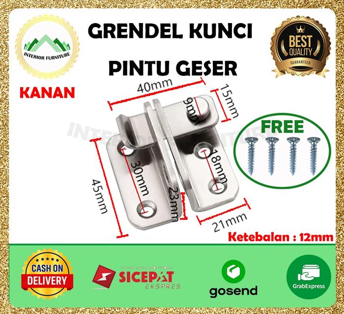Gambar Grendel Slot Pintu Sliding / Gerendel Geser Soligen, Kanan & Kiri.. - Kanan dari InteriorFurnitureIndonesia undefined Tokopedia