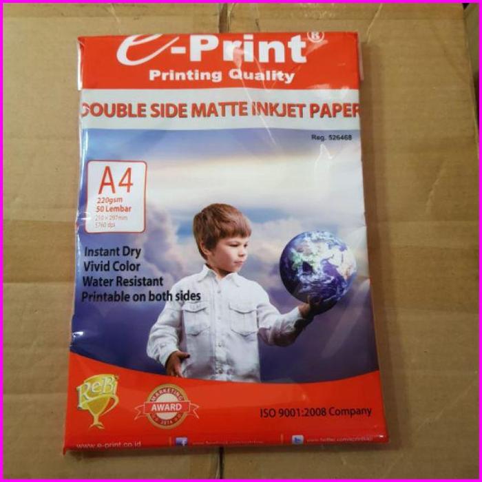 Gambar Kertas Inkjet Matte Paper Single Side 108gsm 110gsm double side 220gsm - a4 eprint 220gs dari kaneishiastore undefined Tokopedia