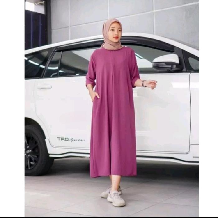 Gambar Daster Polos Long Dress Jumbo Bahan Crinkle Airflow Premium Bisa Busui - Lavender, XL dari Asyfa Shop BDG_NEW undefined Tokopedia
