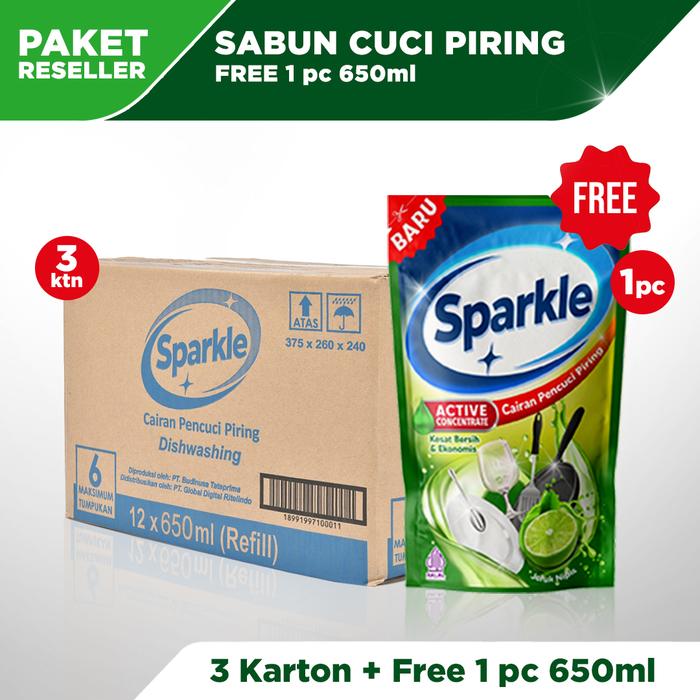 Gambar SPARKLE PAKET RESELLER – Sabun Cuci Piring 650 mL - 4 ktn + 2 pcs dari Sparkle and Cheers Official Store undefined 4 Tokopedia