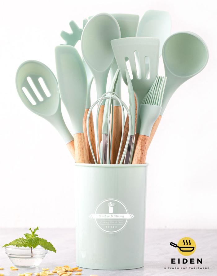 Gambar Spatula Silikon Set 12 pcs / Sutil Set / Set Alat Masak - Sage Green dari Eiden Kitchen & Tableware undefined Tokopedia