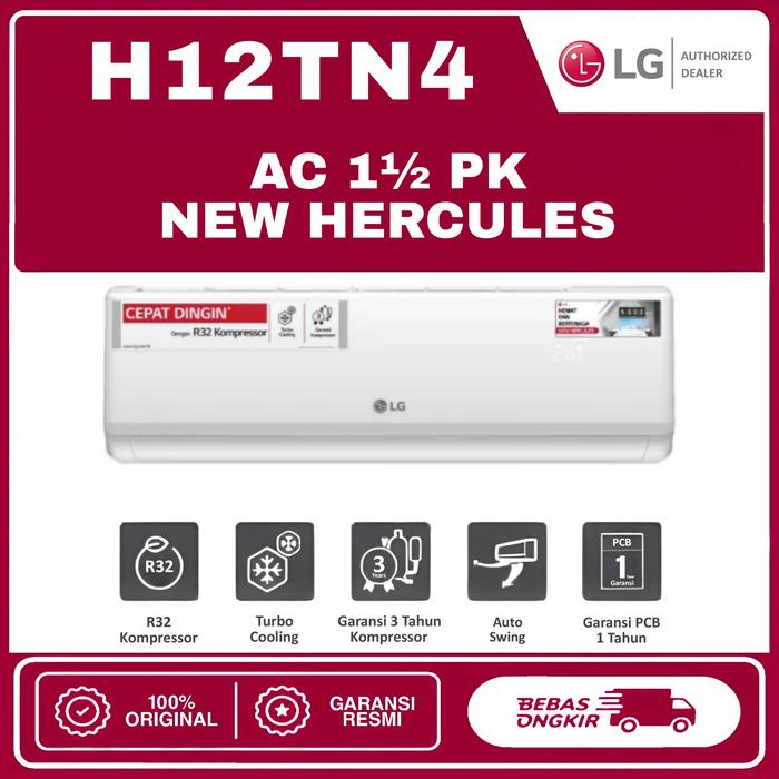 Gambar AC LG H12TN4 1,5 PK New Hercules Low Watt Turbo Cooling 1.052W dari LGAuthorizedDealer undefined Tokopedia