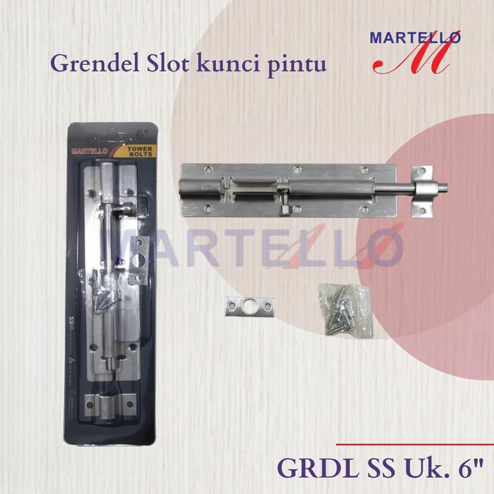 Gambar Grendel slot kunci pintu stainless Martello - 6 inci dari Andalan Bintang Sampali undefined Tokopedia